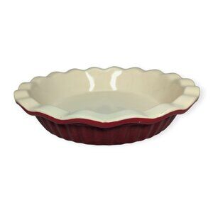 Good Cook Fluted Stoneware Red & Tan 9" Ruffle Edge Casserole Dish